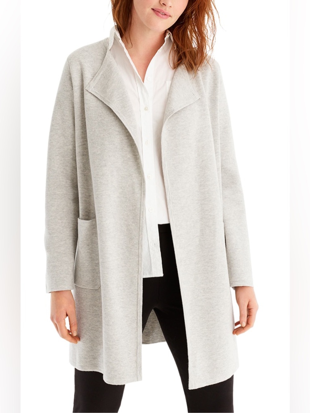 J. Crew Meghan Markle Juliette collarless sweater blazer cardigan coat grey S